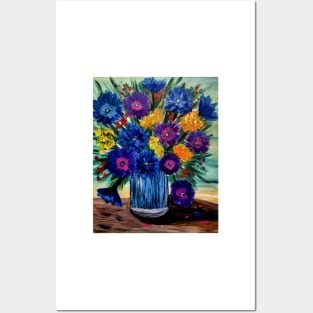 A beautiful bouquet flowers in a glass vase Posters and Art